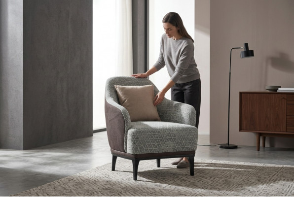 Ohrensessel Stoel Eenpersoons 1-zits stoffen stoel Grijs Design Modern