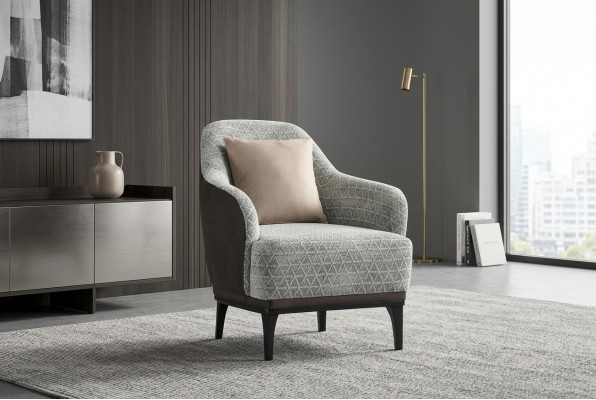 Ohrensessel Stoel Eenpersoons 1-zits stoffen stoel Grijs Design Modern