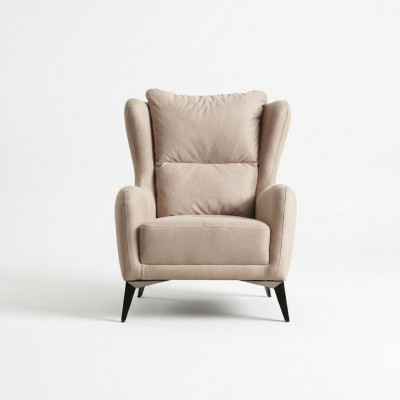 Luxe fauteuil eenzitter 1-zits stoffen fauteuil beige woonkamer modern