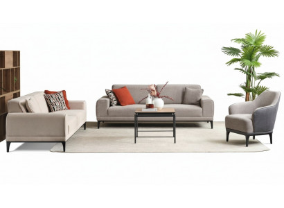 Sofaset driezitsbank eenzitsbank fauteuil bank stof grijs stoffen bankstel set 3+3+1