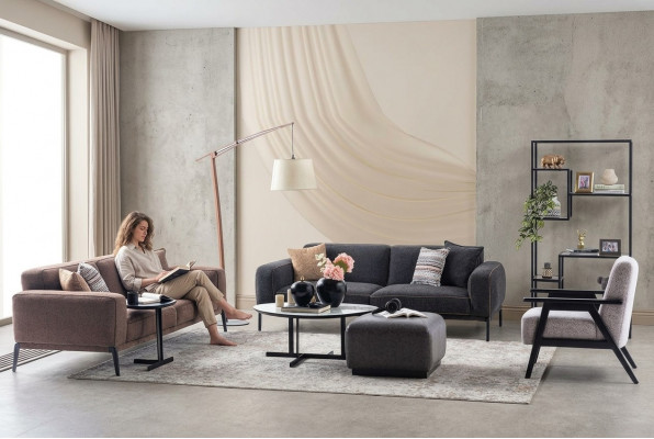 Bankstel Driedelig Fauteuil Bank Stof Multicolor Stoffen Bankstel Set 3+3+1