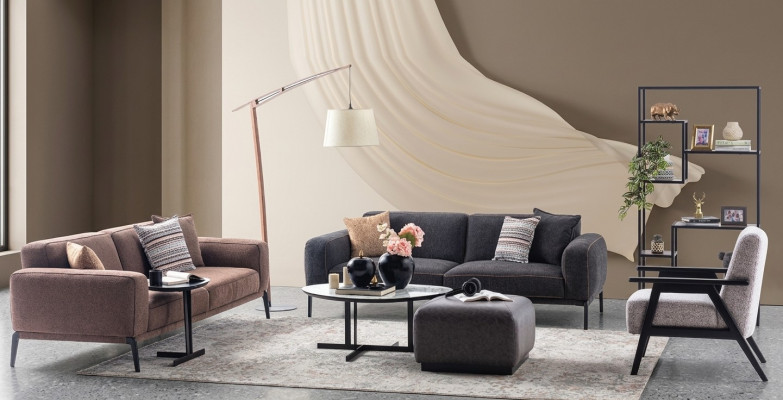 Bankstel Driedelig Fauteuil Bank Stof Multicolor Stoffen Bankstel Set 3+3+1