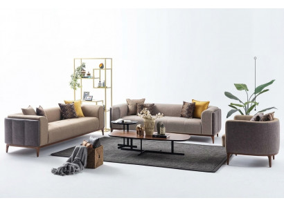 Garnituur Driepersoons Vierpersoons Fauteuil Bank Stof Beige Stoffen bankstel set 4+3+1