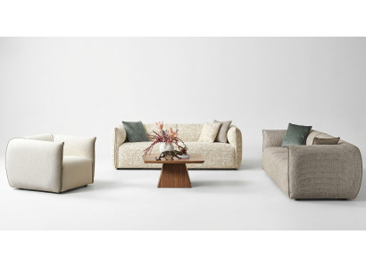 Bankstel Driepersoons Fauteuil Bank Stof Beige Stoffen Bankstel Vierpersoons 4+3+1