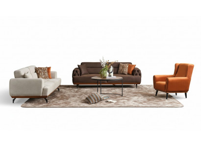 Bankstel Driezitter Fauteuil Bank Stof 4-delig Stoffen bank Multicolor 3+3+1+1