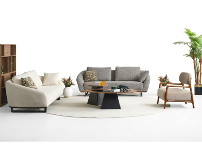 Mega set bankstellen Driezitter fauteuil bank van stof stoffen bank gestoffeerde bank 3+3+1+1