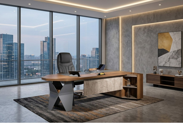 Bureau Bureauhoekbureau Hoekbureau Werktafel Kantoor Hout Bruin