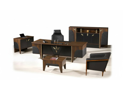 Kantoormeubelen Complete kantoor Bureau Kantoorbureau Set 4-delig Hout Bruin