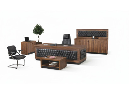 Luxe kantoormeubelen Complete kantoorbureau Schrijftafel Kantoorset 4-delig Hout Bruin