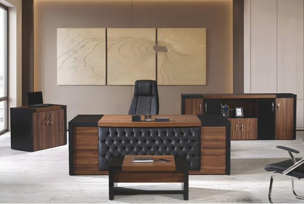 Werkkamermeubilair Kantoor Bureau Kantoortafel Set 4-delig Hout Bruin
