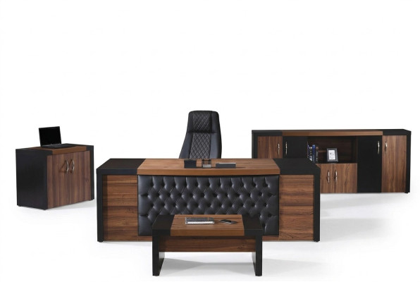 Werkkamermeubilair Kantoor Bureau Kantoortafel Set 4-delig Hout Bruin