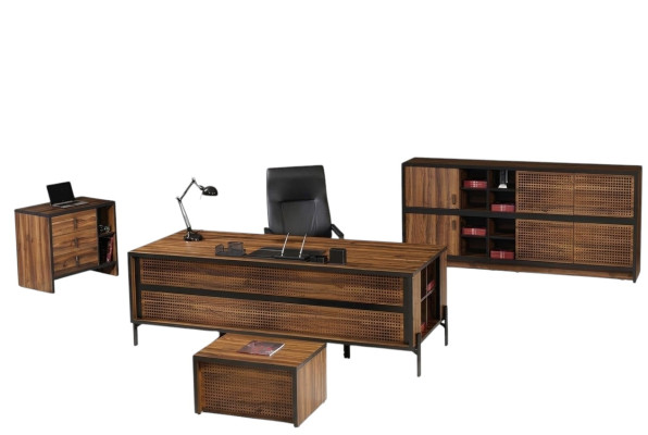 Complete werkkamermeubels bureau bureautafel 4-delig hout bruin