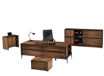 Complete werkkamermeubels bureau bureautafel 4-delig hout bruin