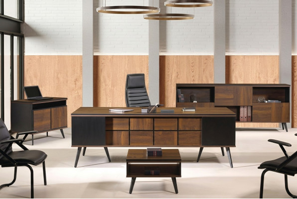 Bureau Klassiek Compleet Kantoor Meubilair 4-delige Set Hout Bruin
