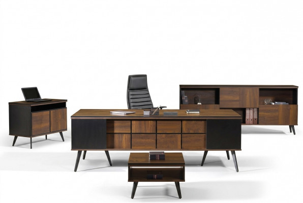 Bureau Klassiek Compleet Kantoor Meubilair 4-delige Set Hout Bruin