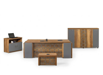 Kantoortafel Kantoor meubels Compleet kantoor Bureau set 4-dlg hout bruin Büro