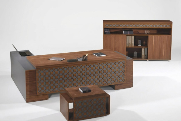 Hoekbureautafel Compleet kantoorbureauset 3-delig Hout Bruin Kantoormeubelen