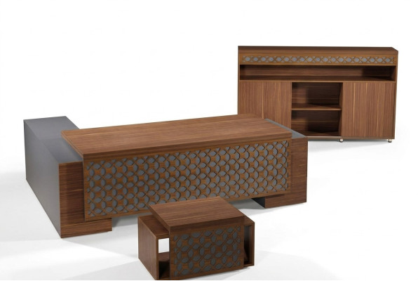 Volledige kantoormeubel hoekbureau kantoor bureau set 3-delig hout bruin