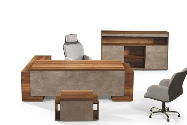 Compleet kantoor Kantoor meubelen Hoekbureau Kantoor Bureau Set 3-delig Hout Bruin