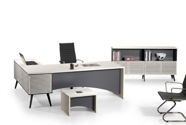 Eckbureau Complete bureau bureau set 3-delig hout kantoormeubelen wit Nieuw