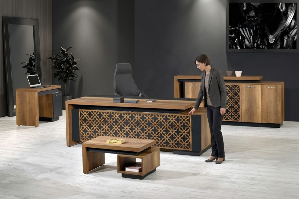 Klassieke complete kantoormeubelen bureauset 4-delig hout bruin