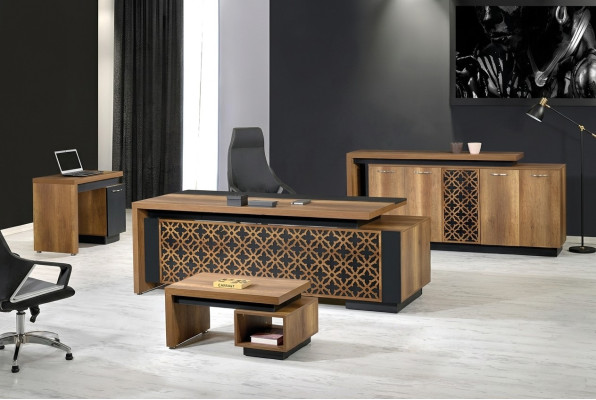 Compleet kantoor Kantoor meubels Bureau Schrijftafel Kantoor Bureau Set 4-delig Hout Bruin
