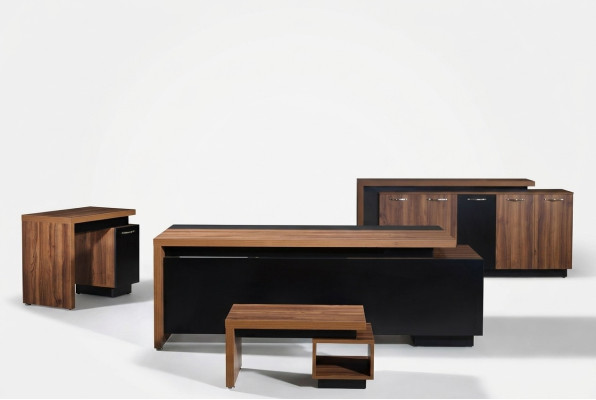 Bureautafel Kantoor meubelen Compleet kantoor Bureau set 4-delig Hout Zwart