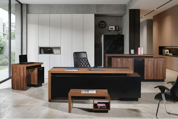 Kantoormeubilair compleet kantoor bureau kantoor bureau 4-delig hout zwart