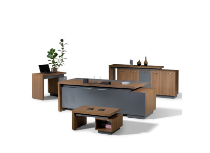 Kantoortafel Kantoor meubels Volledig kantoor Bureau set 4 delig Hout Bruin