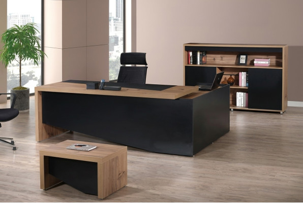 Kantoor meubels complete kantoorhoek bureau bureau bureau 3-delige hout zwart