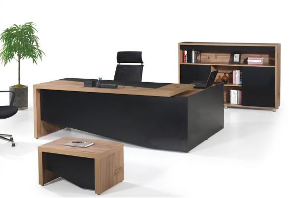 Kantoor meubels complete kantoorhoek bureau bureau bureau 3-delige hout zwart