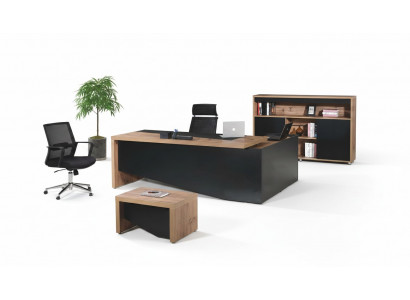 Werkkamermeubilair Compleet hoekkantoortafel 3-delig Hout Zwart Kantoor meubilair