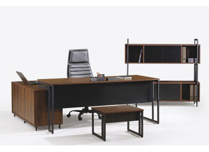 Werkkamermeubels Compleet kantoor Hoekbureau Bureau 3-delig Hout Bruin Set