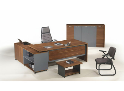 Groep Hoekbureau Complete bureauset 3-delig Houten kantoormeubelen Bruin.