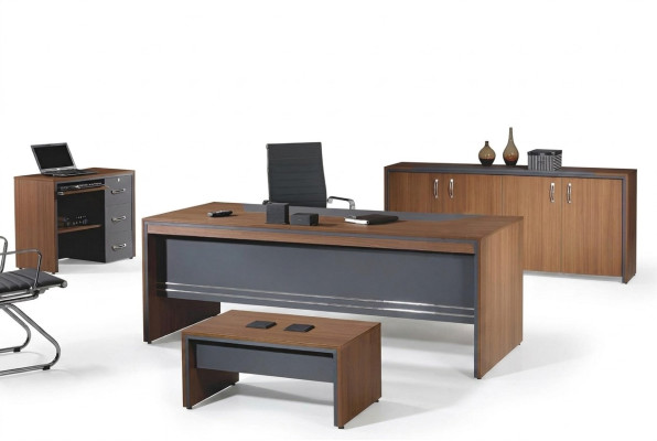 Werkkamermeubelen Compleet kantoor bureau set 4 dlg Hout Bruin Tafel