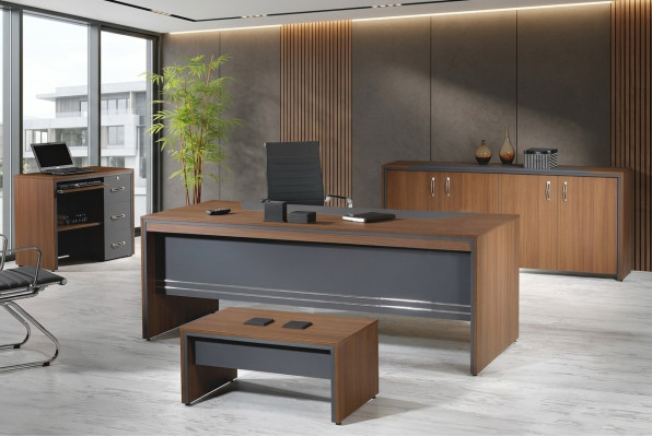 Garnituur kantoormeubilair Compleet kantoor Bureau Set 4-delig Hout Bruin Kantoor