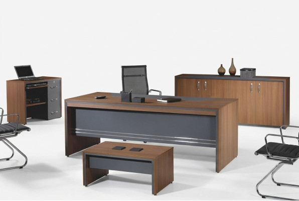 Garnituur kantoormeubilair Compleet kantoor Bureau Set 4-delig Hout Bruin Kantoor