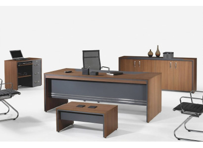 Garnituur kantoormeubilair Compleet kantoor Bureau Set 4-delig Hout Bruin Kantoor