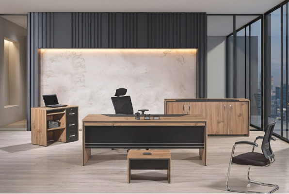 Tafel Kantoor Meubels Woonkamer Meubels Bureau Set 4-delig Hout Zwart