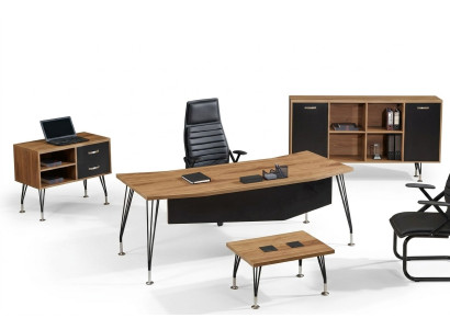 Luxe meubels voor kantoor, thuiskantoor meubels, bureau set 4-delig hout zwart