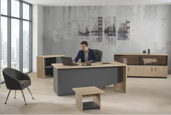 Garnituur kantoormeubelen Compleet kantoor bureau set 4 delig Hout Grijs Kantoor
