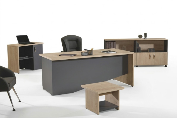 Garnituur kantoormeubelen Compleet kantoor bureau set 4 delig Hout Grijs Kantoor