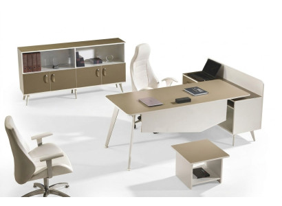 Eckbureau bureau werkkamer meubels wit complete kantoor 3-delige houten set