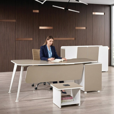 Werktafel Compleet Kantoor Bureau Bureau 3-delig Hout Set Beige