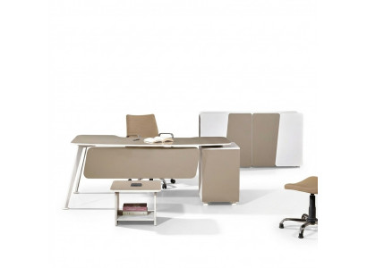 Werktafel Compleet Kantoor Bureau Bureau 3-delig Hout Set Beige