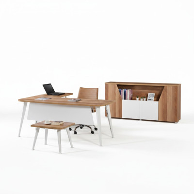 Kantoor meubels Wit Set 3-delig Hoekbureau Compleet kantoor Kast Hout Groep