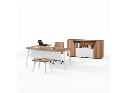 Kantoor meubels Wit Set 3-delig Hoekbureau Compleet kantoor Kast Hout Groep