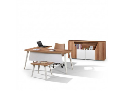 Werkkamermeubilair Compleet kantoor Hoekbureautafel Set 3-delig Hout Wit Tafel