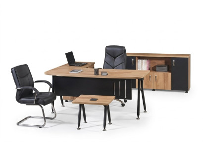 Eckbureautafel Werktafel Compleet kantoor Kantoor meubilair 3-delige Houten set Zwart