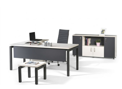 Kantoormeubelen Grijs Set 3 delig Hoekbureau Compleet kantoor Kast Hout Groep